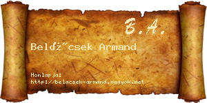 Belácsek Armand névjegykártya